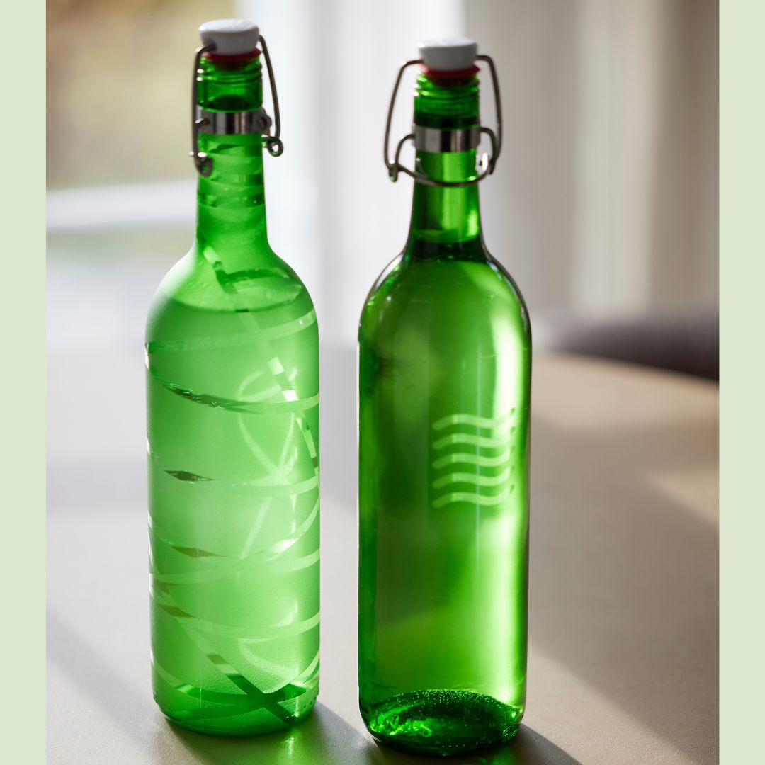 genbrug glas upcycled patentlåg sandblæst mønster
