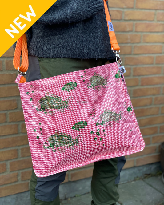  Beadbags TJ77Q Classic skuldertaske - rosa med grønne fisk
