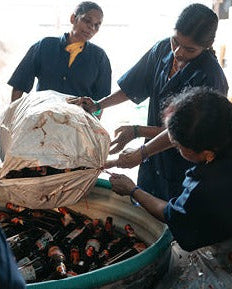 genbrug glas upcycled patentlåg sandblæst mønster