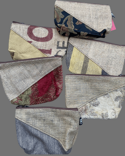 toilettaske af genanvendt kaffesæk og lærred